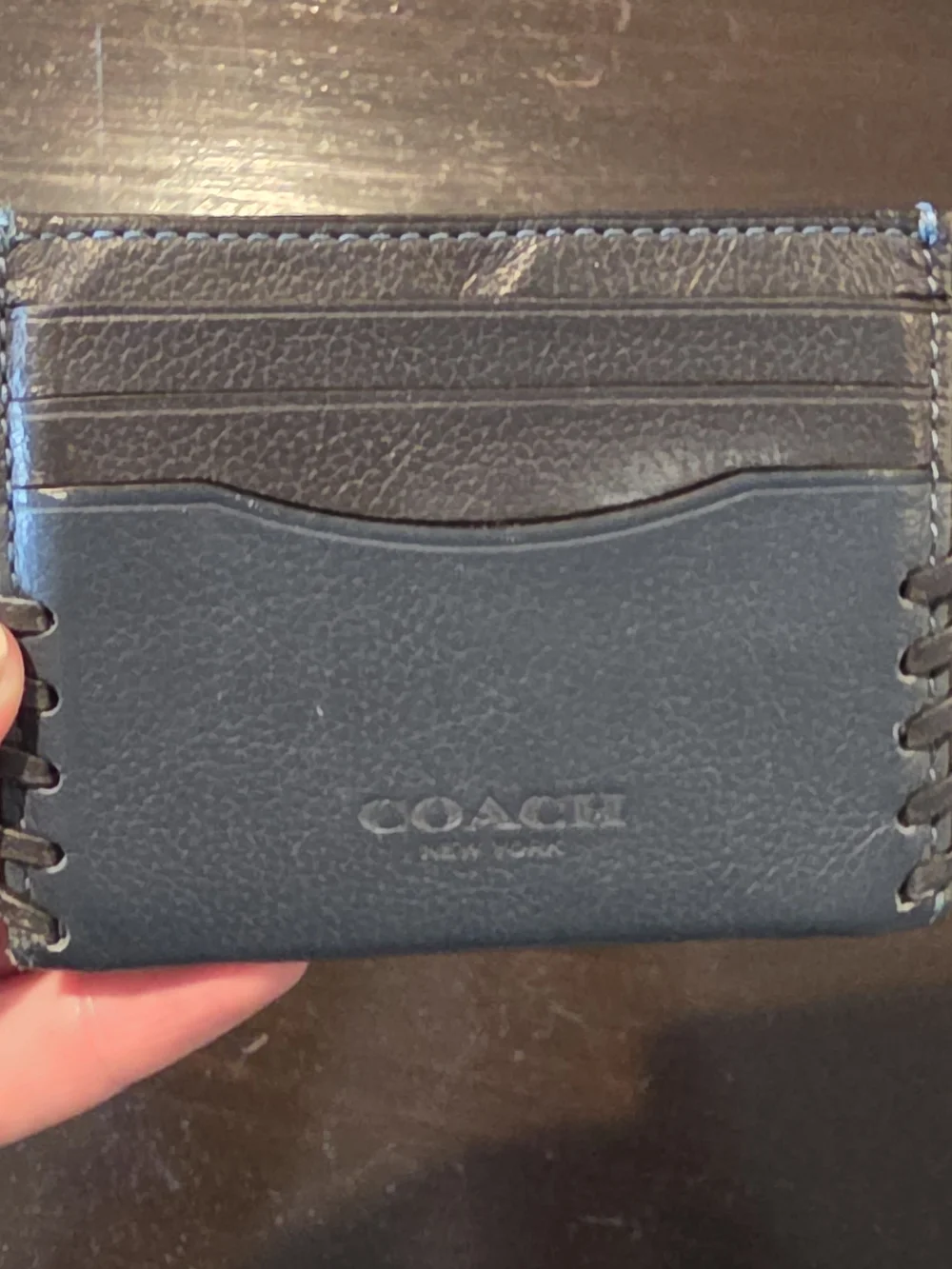 Coach Black and Navy Leather Card Holder